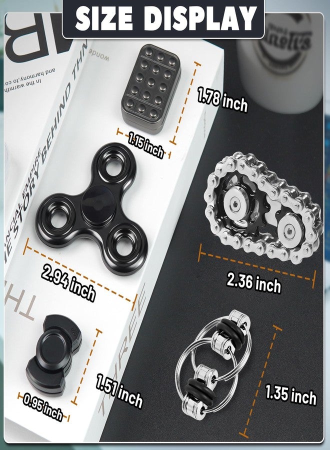 Chilvil Valentines Day Gifts for Him 5 Pcs Fidget Toys Adults & Teen Metal Fidgets Spinner Magnetic Slider Cool Gadgets Office Desk Toy Stress Relief Sensory Items for Autism ADHD Anxiety Gift for Teen Boys - Image 2